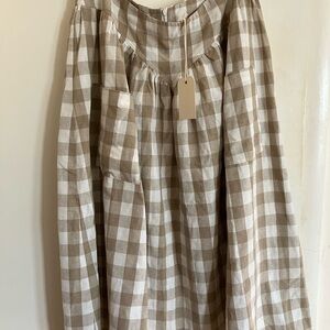 Fashion Brand Company Beige Checkered Gingham Midi Park Skirt